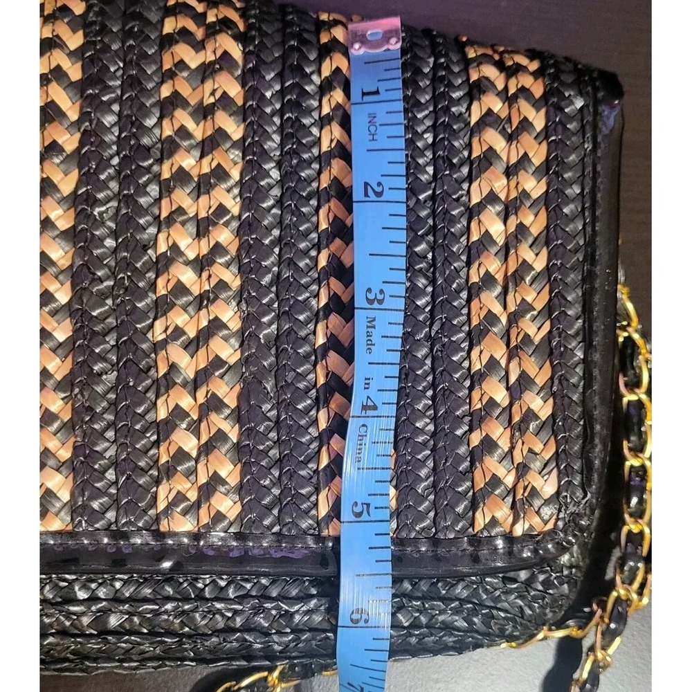Deena &‎ Ozzy Wheat Straw Paille De Ble Shoulder Bag Golden Chain Woven - Picture 10 of 16